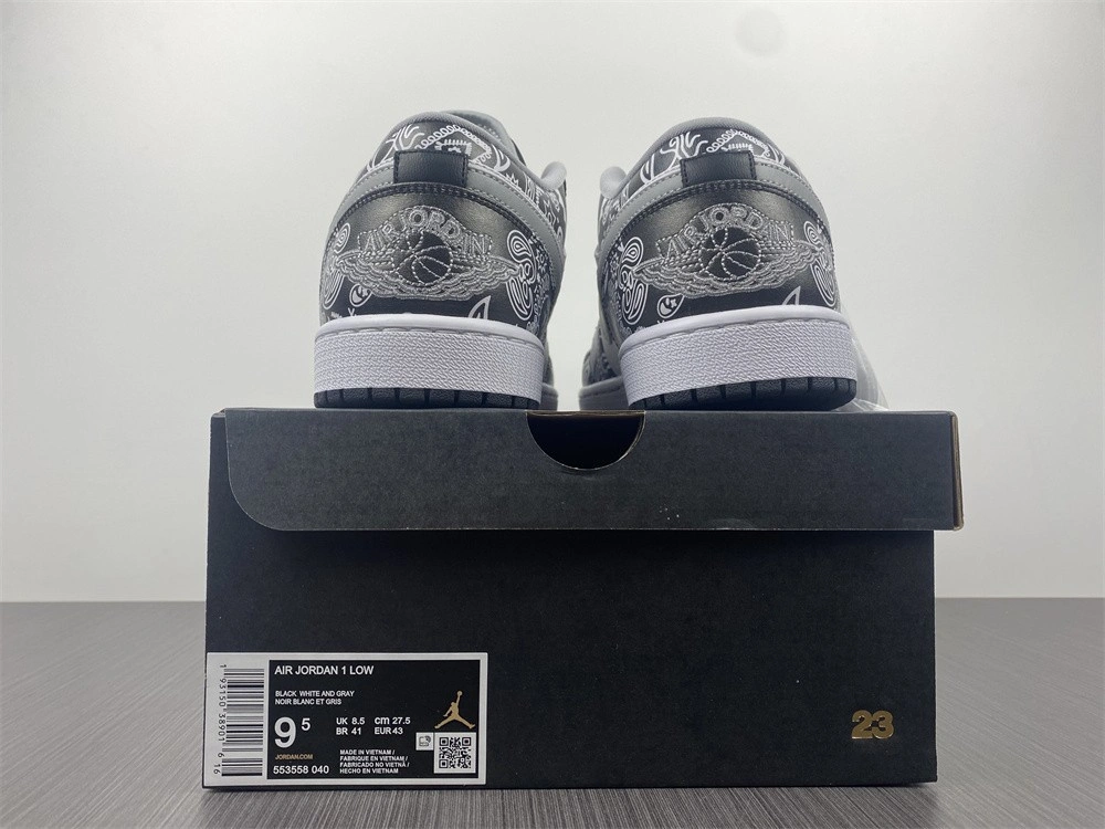 Jordan 1 Low Black White Grey - 553558-040