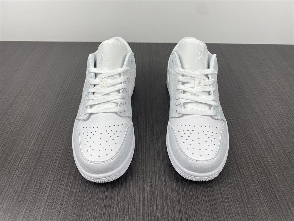 Jordan 1 Low Triple White Tumbled Leather - 553558-130