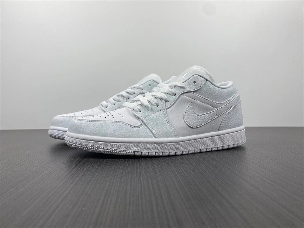 Jordan 1 Low Triple White Tumbled Leather - 553558-130