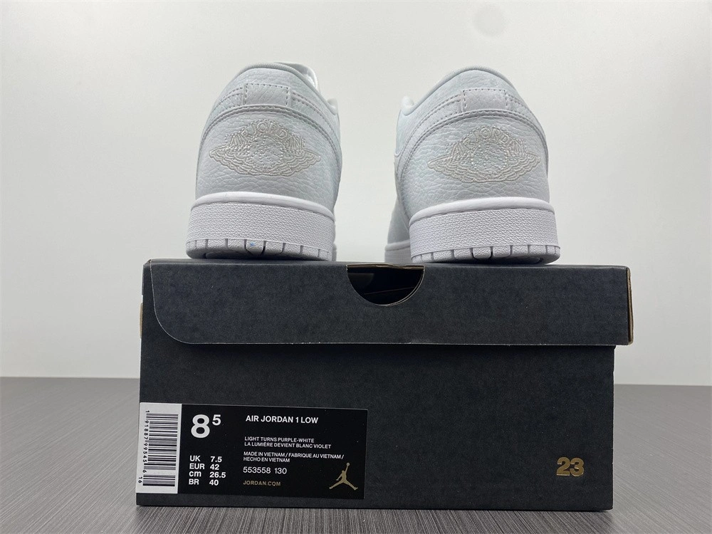 Jordan 1 Low Triple White Tumbled Leather - 553558-130