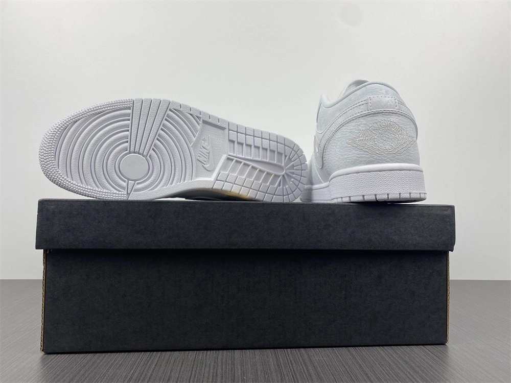 Jordan 1 Low Triple White Tumbled Leather - 553558-130