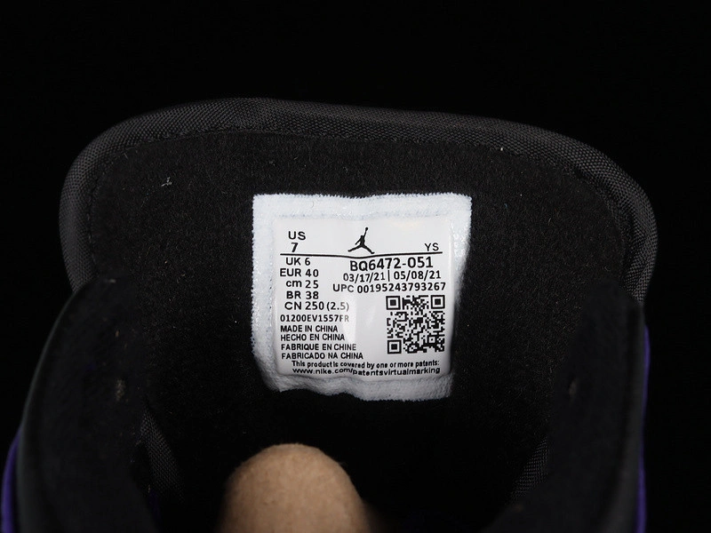 Jordan 1 Mid Purple Black (Women's) - BQ6472-051