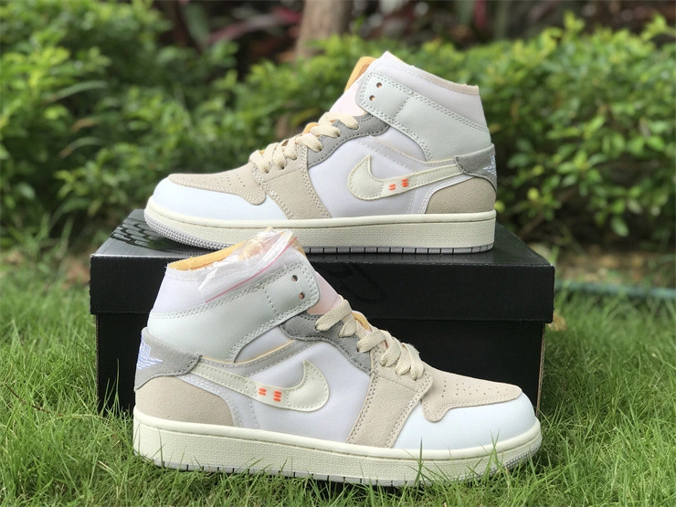 Jordan 1 Mid SE Craft Inside Out White Grey  DM9652-100