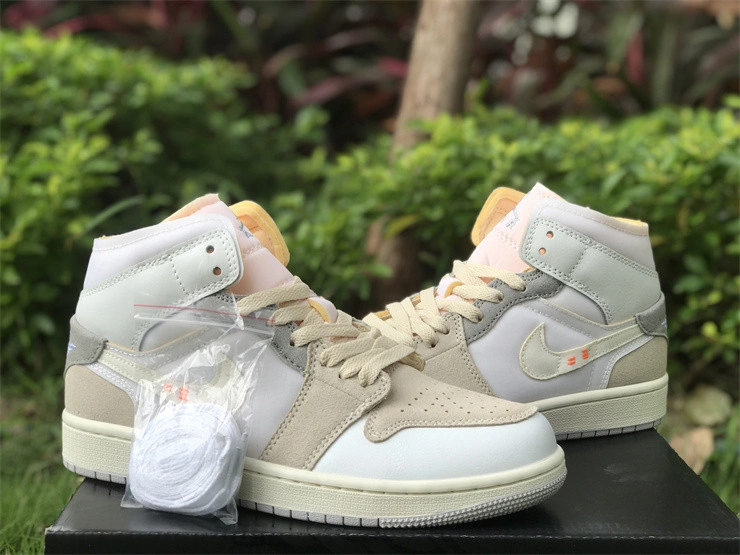 Jordan 1 Mid SE Craft Inside Out White Grey  DM9652-100