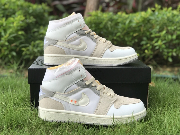Jordan 1 Mid SE Craft Inside Out White Grey  DM9652-100