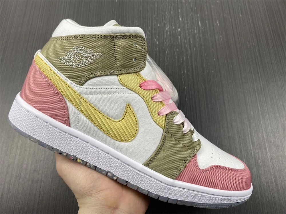 Jordan 1 Mid SE Pastel Vivid Green Grind (GS)  DJ0338-100