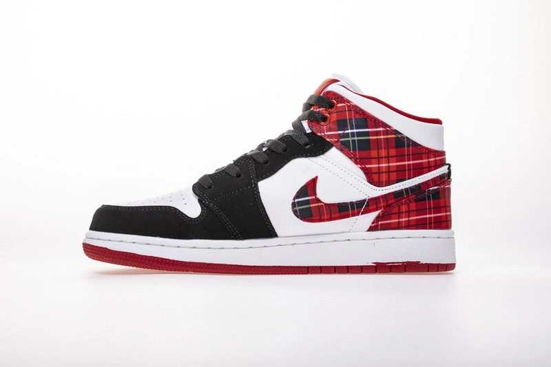 Jordan 1 Mid White Plaid (GS)  554725-607