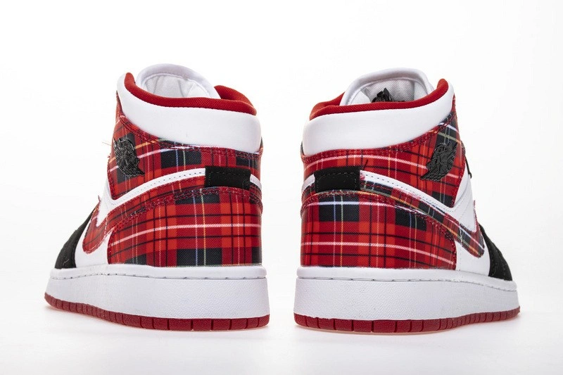 Jordan 1 Mid White Plaid (GS)  554725-607
