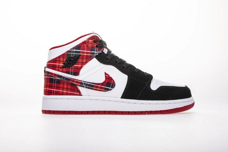 Jordan 1 Mid White Plaid (GS)  554725-607
