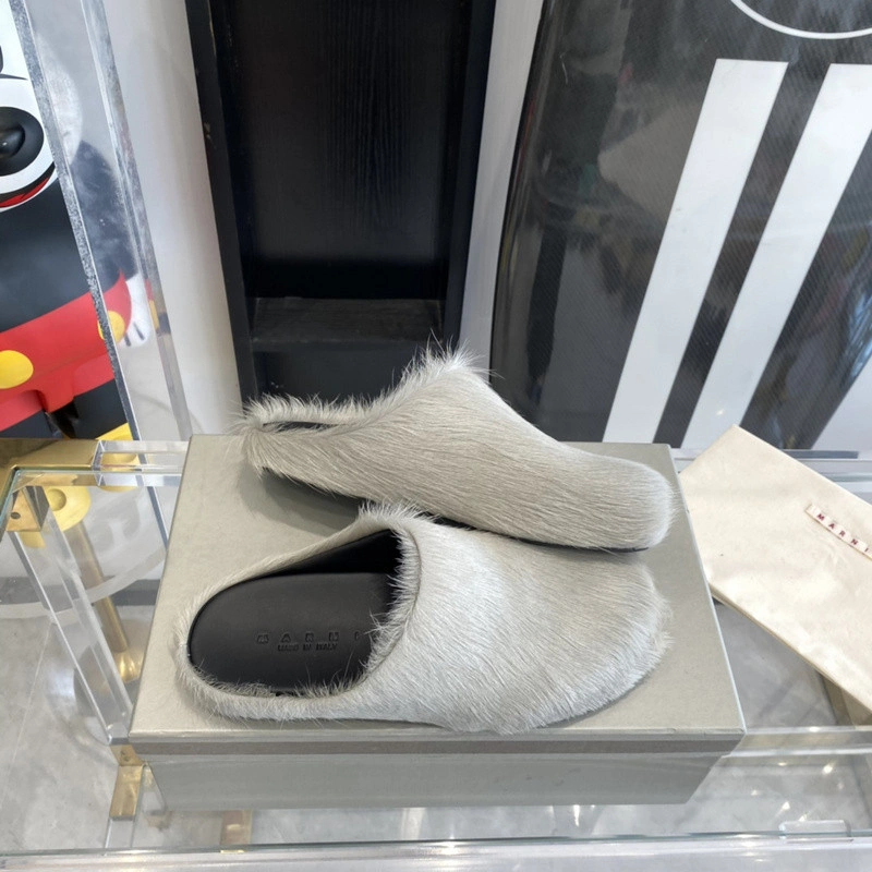 MARNI Grey Fussbett Sabot Loafers