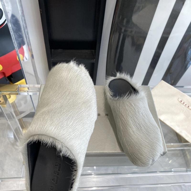 MARNI Grey Fussbett Sabot Loafers