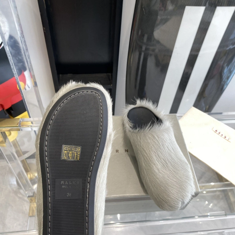 MARNI Grey Fussbett Sabot Loafers