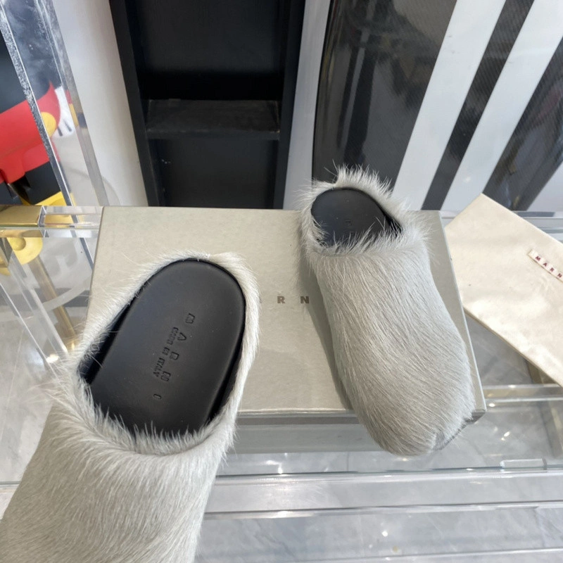 MARNI Grey Fussbett Sabot Loafers