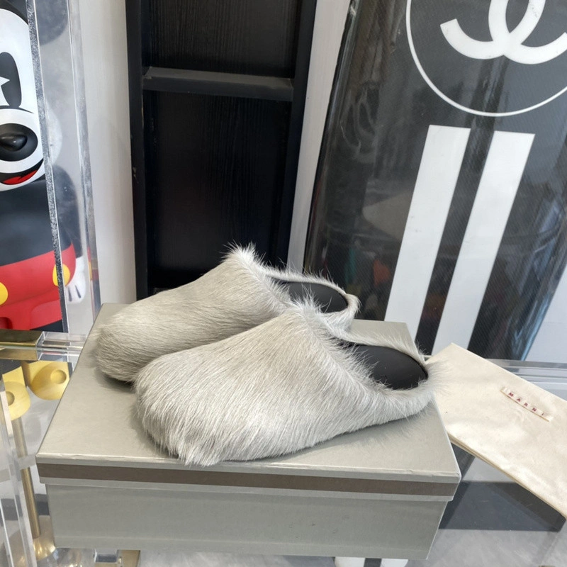 MARNI Grey Fussbett Sabot Loafers