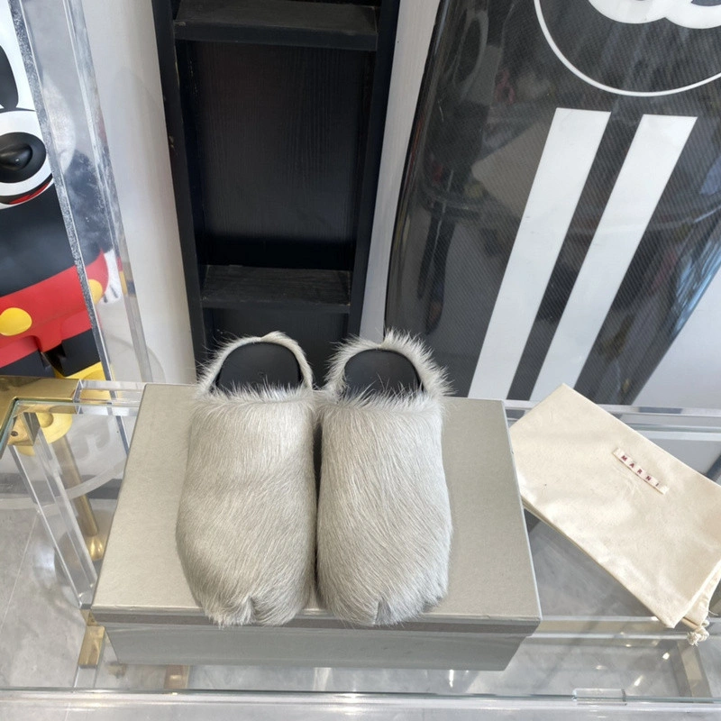 MARNI Grey Fussbett Sabot Loafers