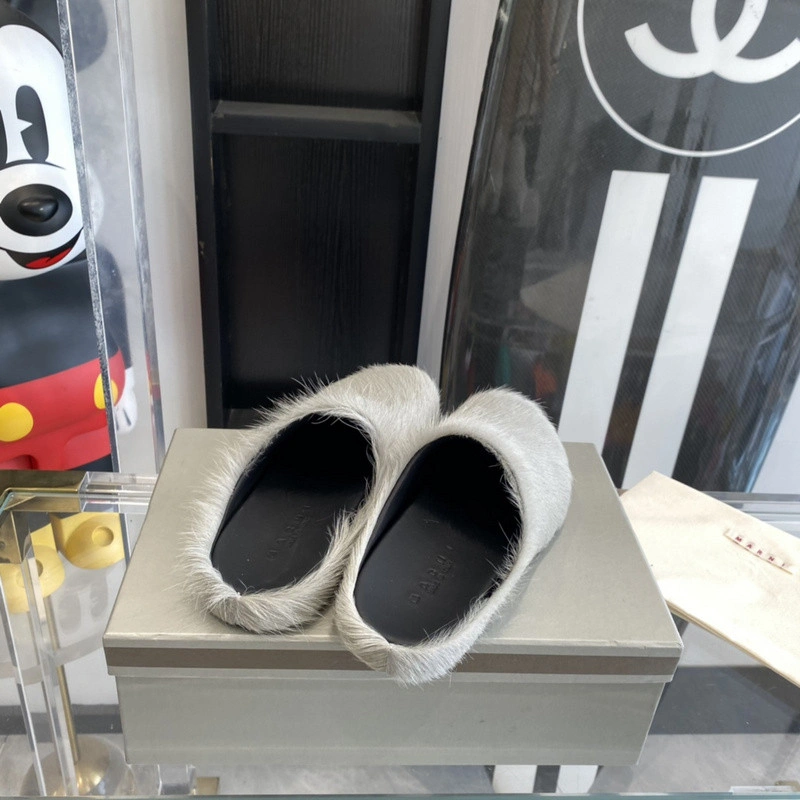 MARNI Grey Fussbett Sabot Loafers