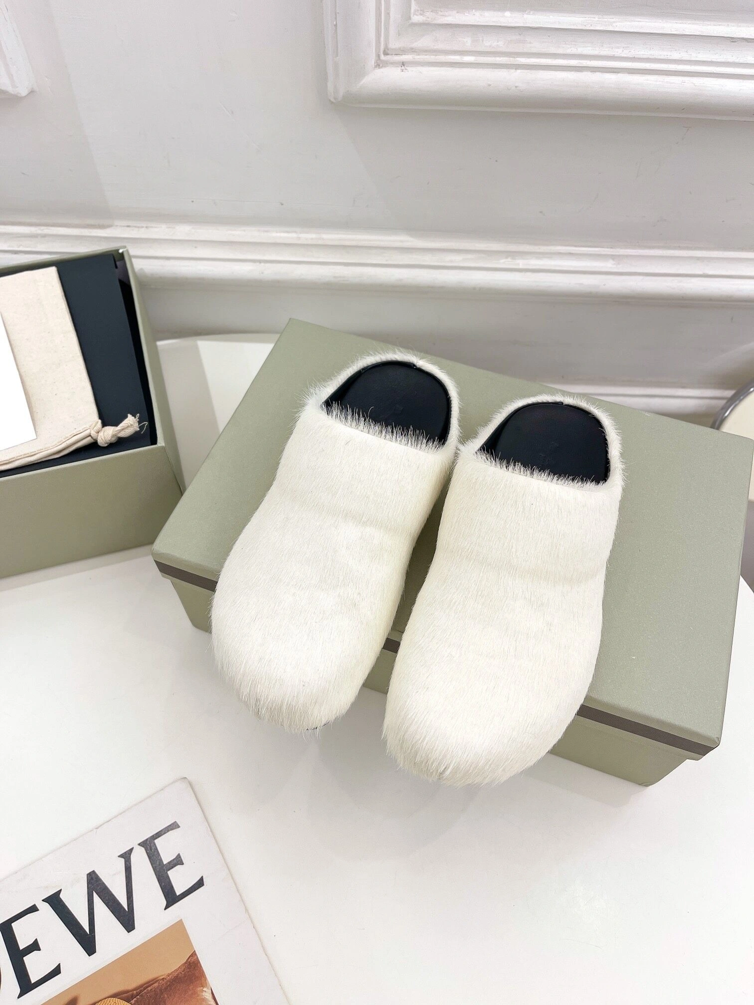 MARNI white Fussbett Sabot Loafers