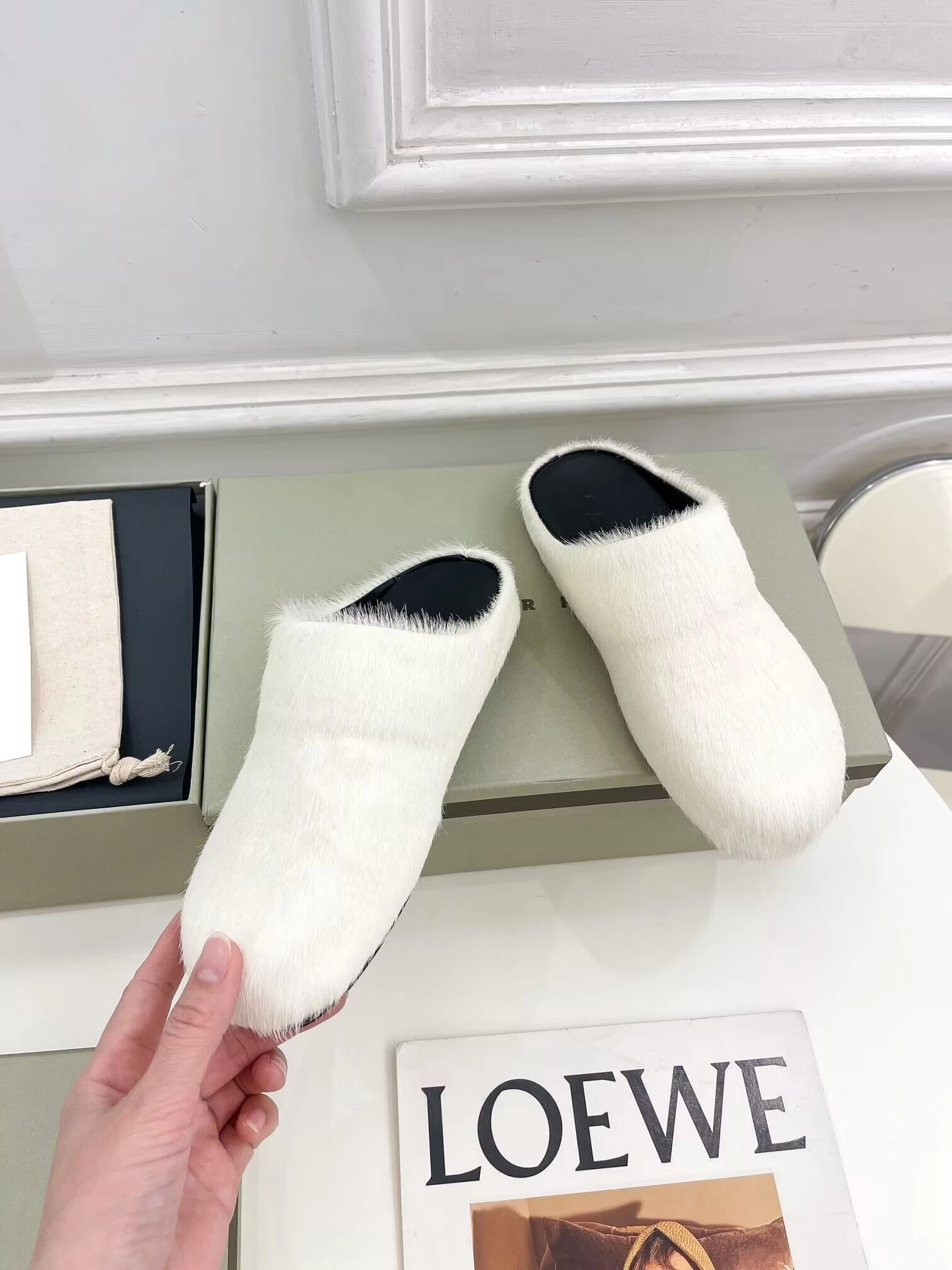 MARNI white Fussbett Sabot Loafers