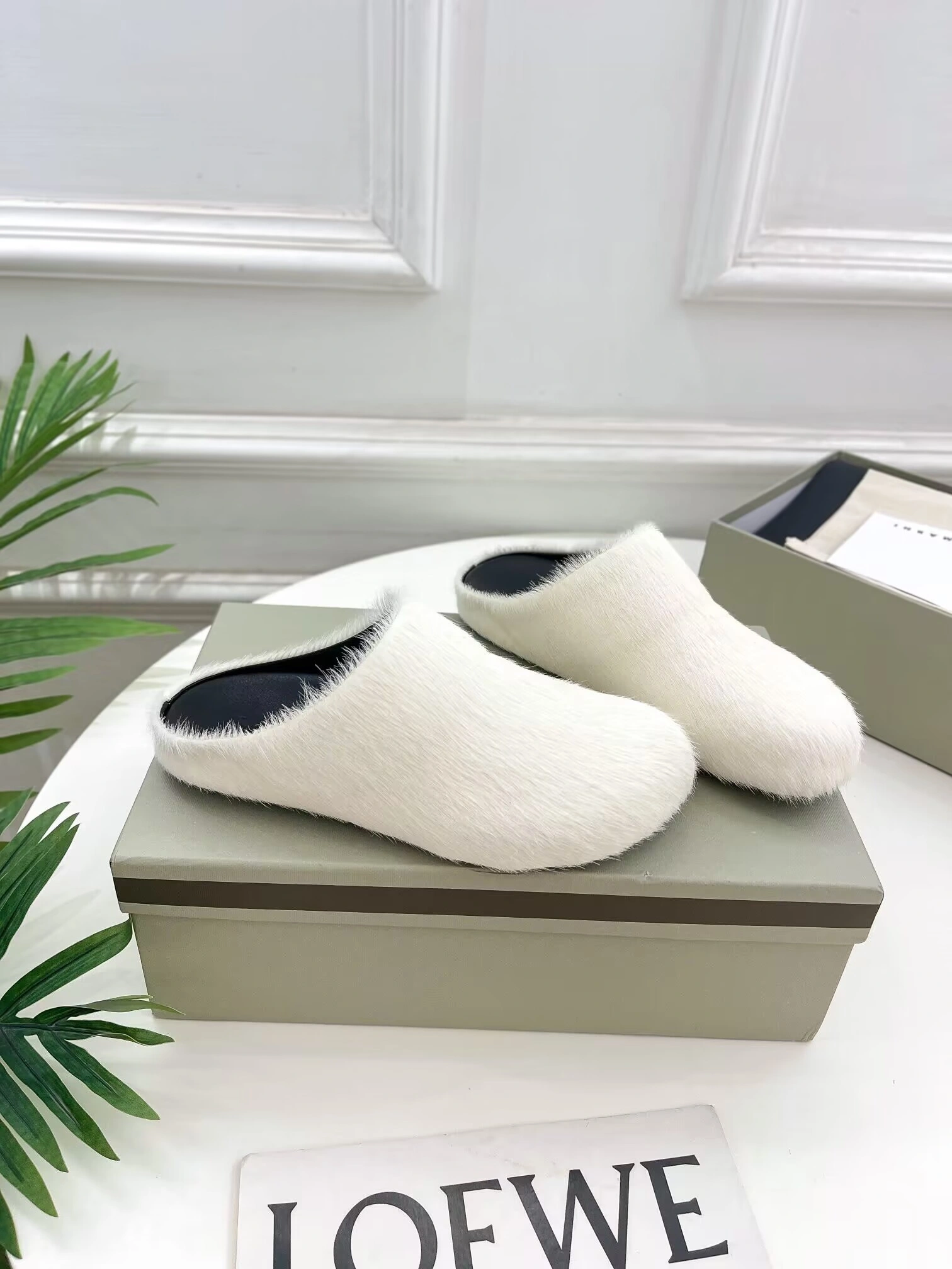 MARNI white Fussbett Sabot Loafers