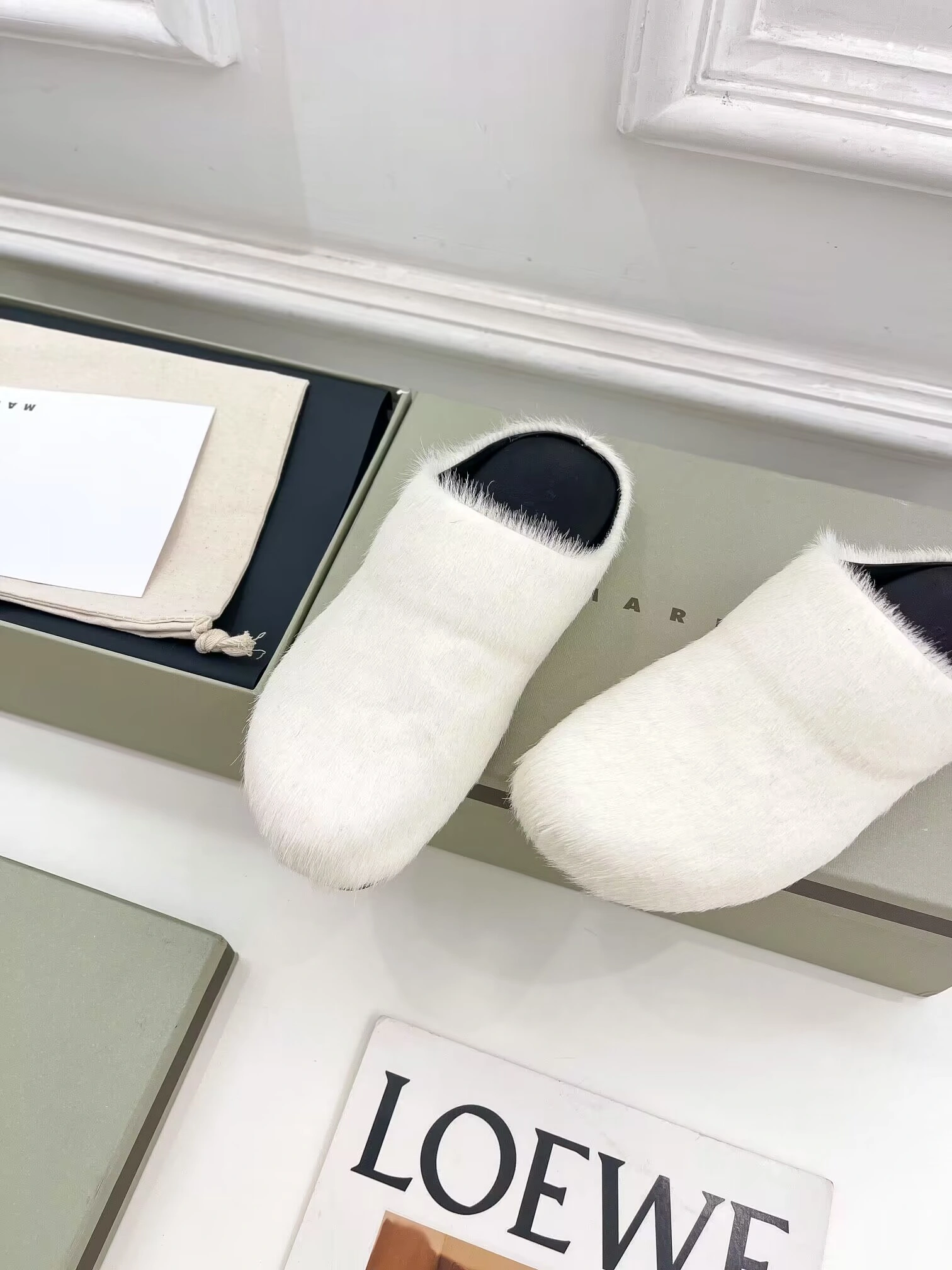 MARNI white Fussbett Sabot Loafers