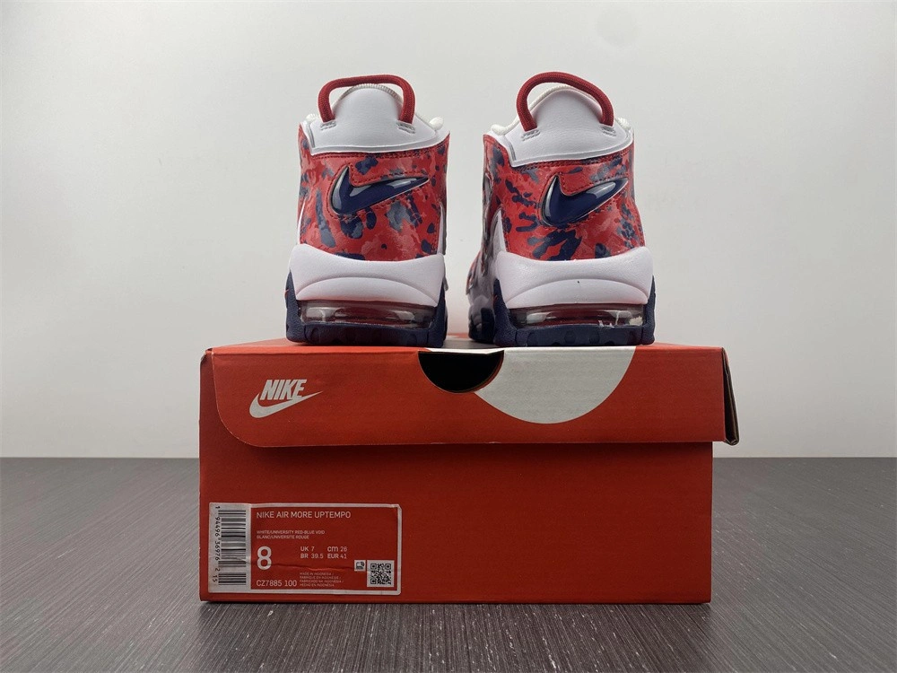 Nike Air More Uptempo White Blue Red Camo (GS)   CZ7885-100