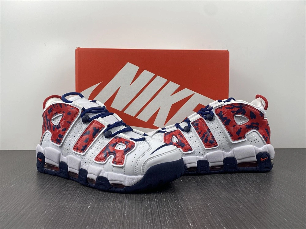Nike Air More Uptempo White Blue Red Camo (GS)   CZ7885-100