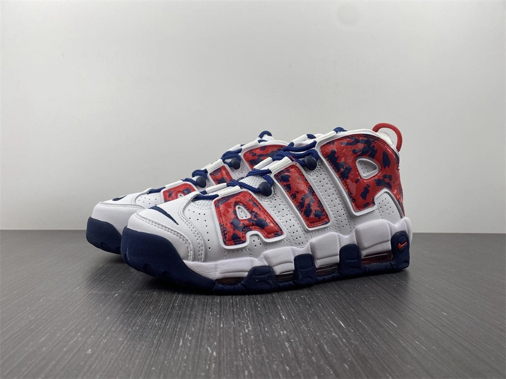 Nike Air More Uptempo White Blue Red Camo (GS)   CZ7885-100