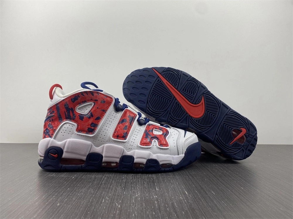 Nike Air More Uptempo White Blue Red Camo (GS)   CZ7885-100