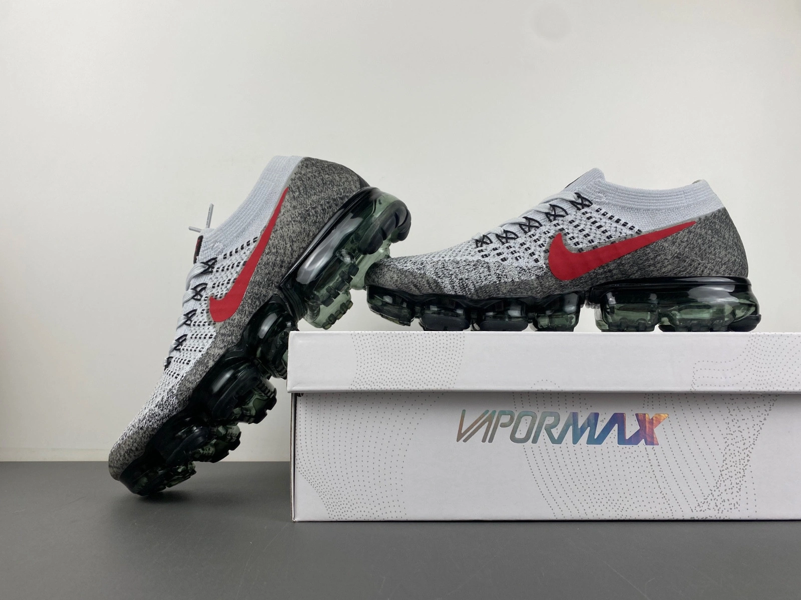 Nike Air VaporMax Platinum Red Black Men's - 849558-020