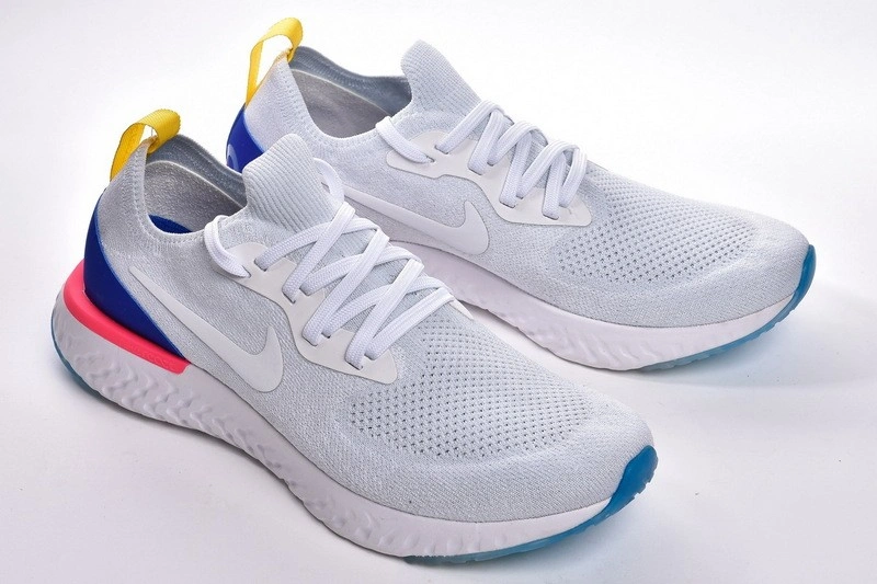 Nike Epic React Flyknit White Racer Blue Pink Blast  AQ0067-101