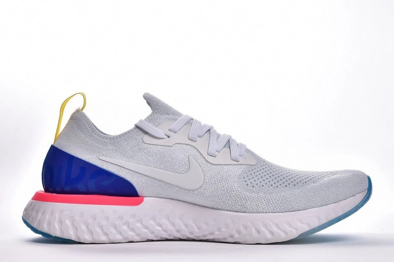 Nike Epic React Flyknit White Racer Blue Pink Blast  AQ0067-101