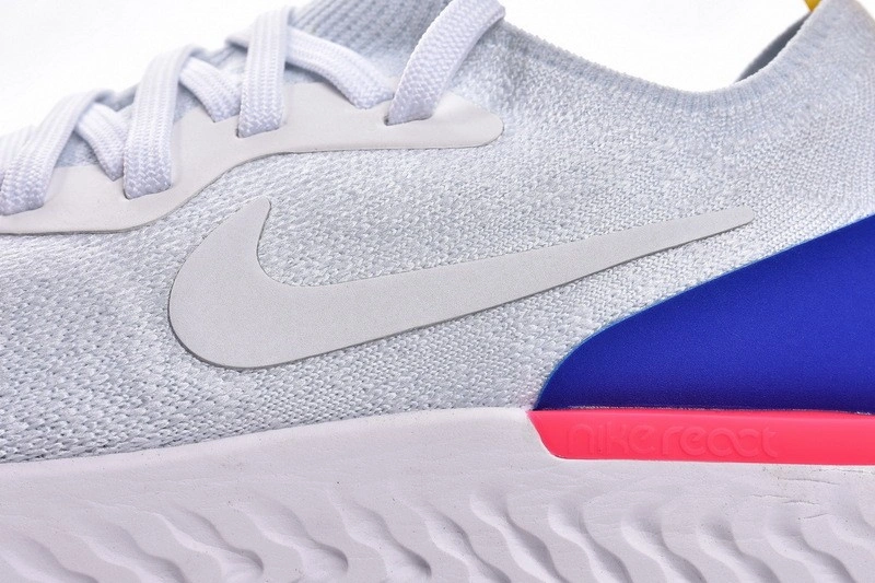 Nike Epic React Flyknit White Racer Blue Pink Blast  AQ0067-101