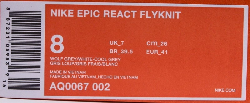 Nike Epic React Flyknit Wolf Grey  AQ0067-002