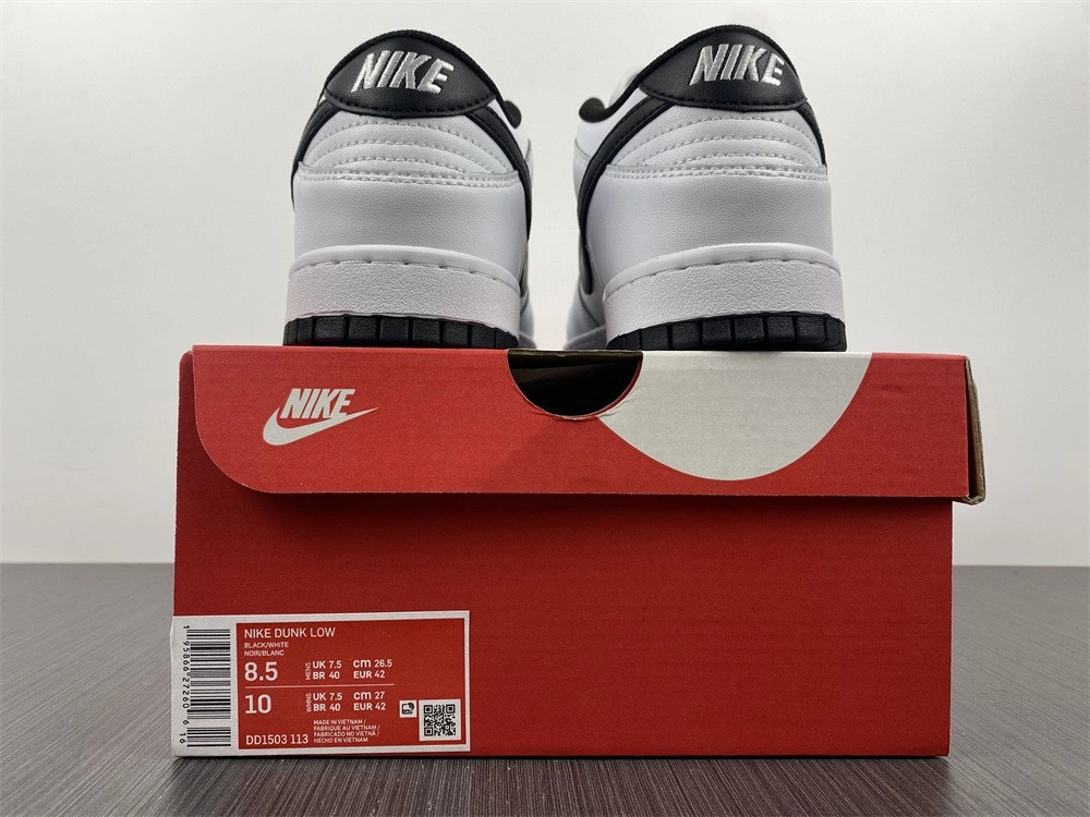 Nike SB Dunk Low White Black Running Shoes DD1503-113