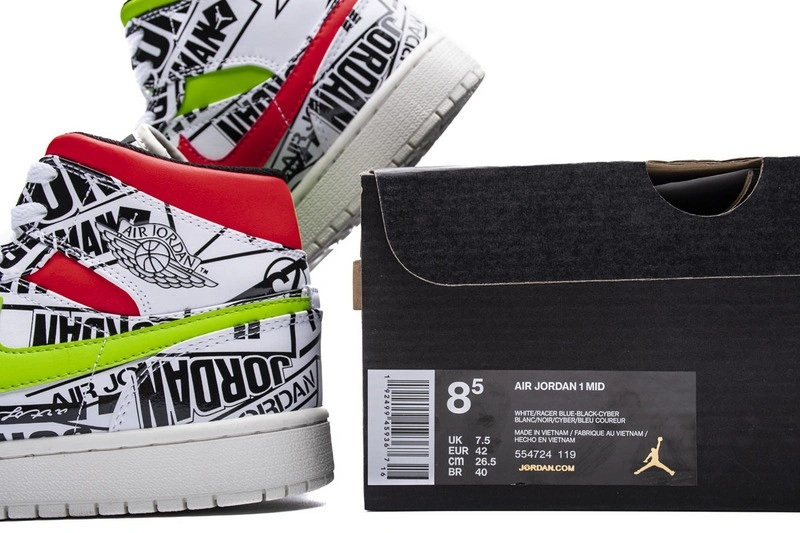 air Jordan 1 Mid All-Over Logos 554724-119