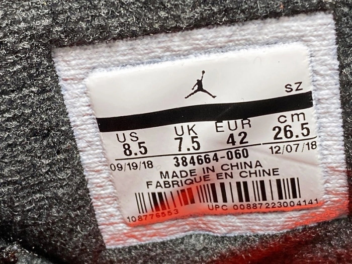 2019 AIR JORDAN 6 RETRO BLACK INFRARED OG 384664-060