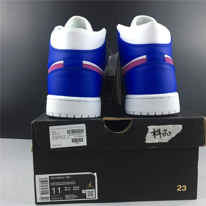 AIR JORDAN 1 MID HYPER ROYAL HYPER VIOLET-WHITE 554724-451