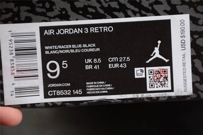 AIR JORDAN 3 RETRO WHITE BLUE CT8532-145