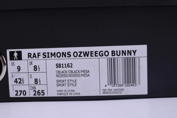 Adidas Ozweego Bunny Raf Simons Core Black  S81162
