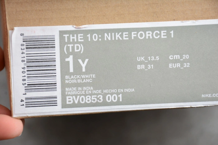 Air Force 1 Low O-W Black  (TD)  BV0853-001