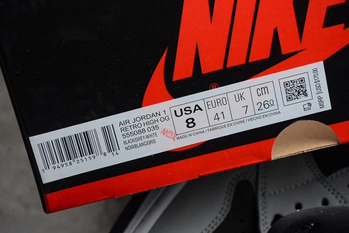 Air Jordan 1 Retro High Black White Light Smoke Grey 555088-035