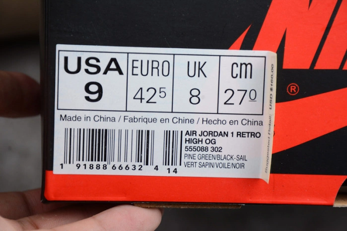 Air Jordan 1 Retro High OG 'Pine Green' 555088-302