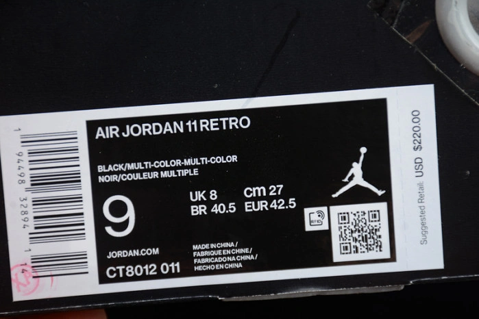 Air Jordan 11 25th Anniversary Black Silver Eyelets CT8012-011