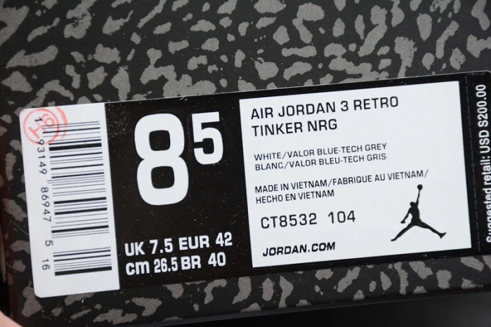 Air Jordan 3 Retro UNC (2020) CT8532-104
