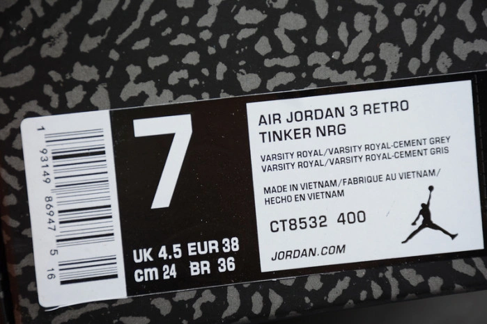 Air Jordan 3 Retro Varsity Royal Cement CT8532-400
