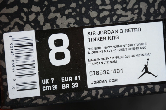 Air Jordan 3 “Midnight Navy”CT8532-401