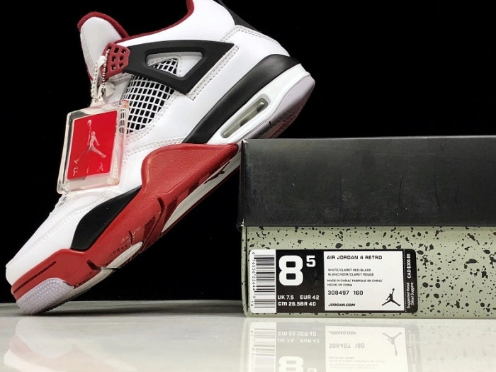Air Jordan 4 Fire Red White Black Men 308497-160