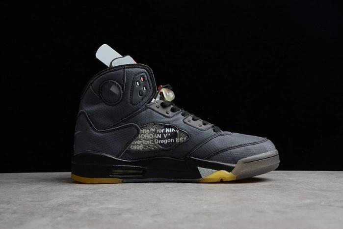 Air Jordan 5 Retro O-W Black Muslin-Fire Red  CT8480-001