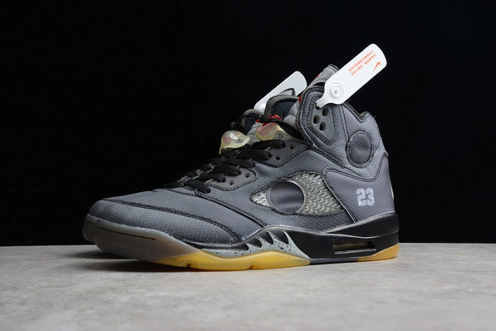 Air Jordan 5 Retro O-W Black Muslin-Fire Red  CT8480-001