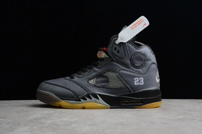 Air Jordan 5 Retro O-W Black Muslin-Fire Red  CT8480-001